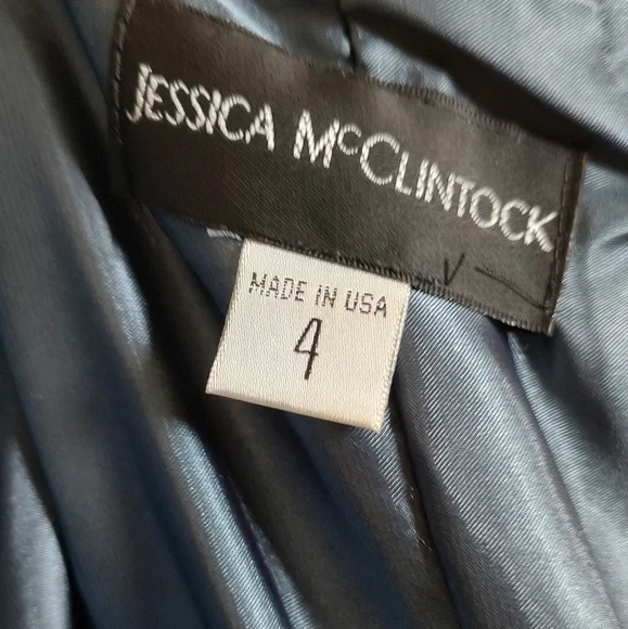 Jessica McClintock Midnight Blue Strapless Satin Sequin Dress - Picture 9 of 12